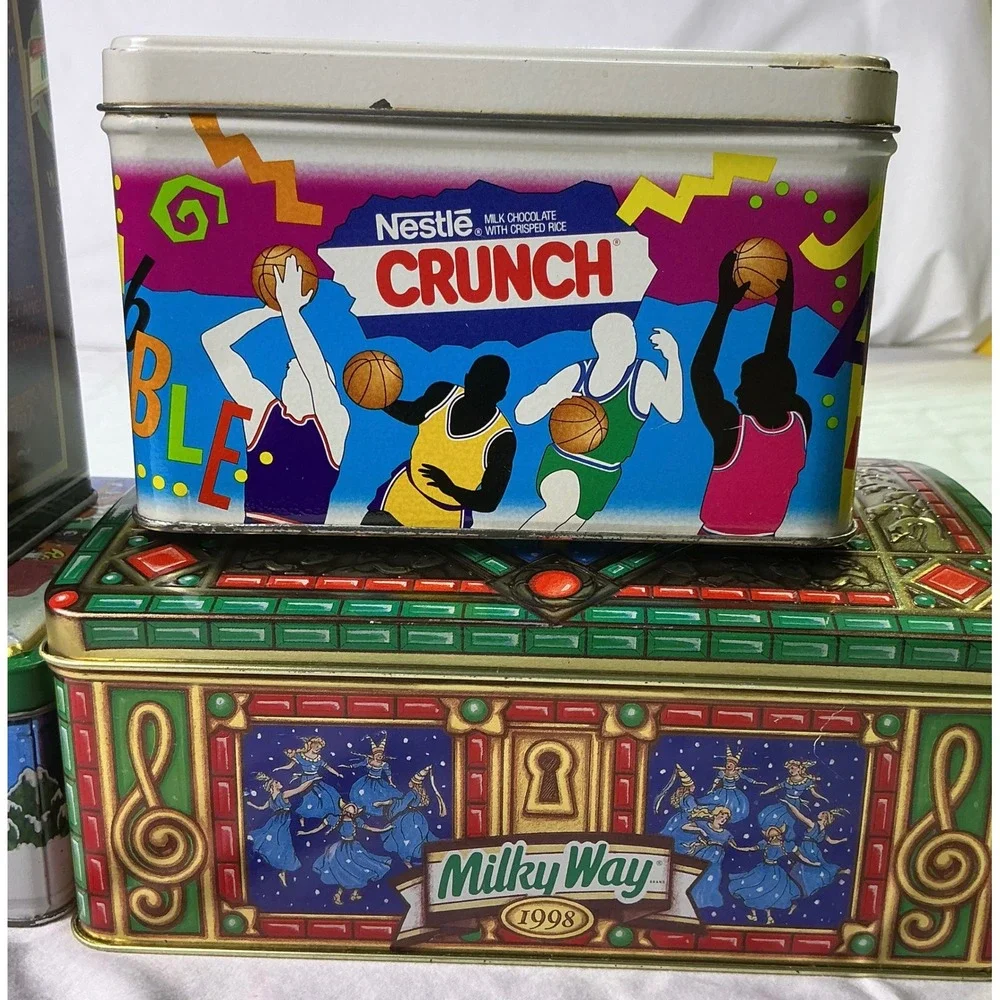 Lot of 5 Vintage Collectible Candy Chocolate Tins Milky Way Nestle Hershey Mix